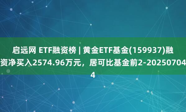 启远网 ETF融资榜 | 黄金ETF基金(159937)融资净买入2574.96万元，居可比基金前2-20250704